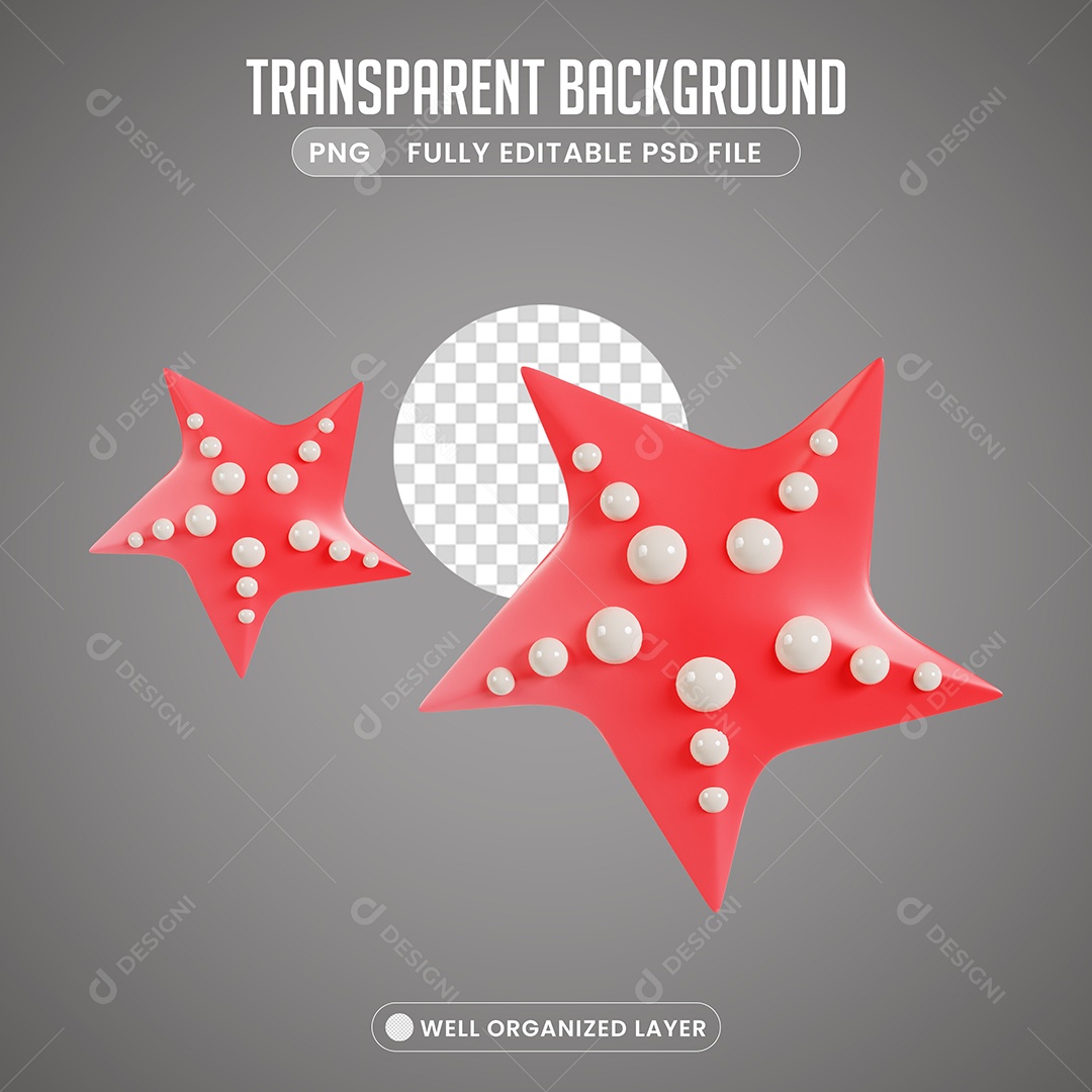 Elemento 3D Estrelas Do Mar para Composição PSD