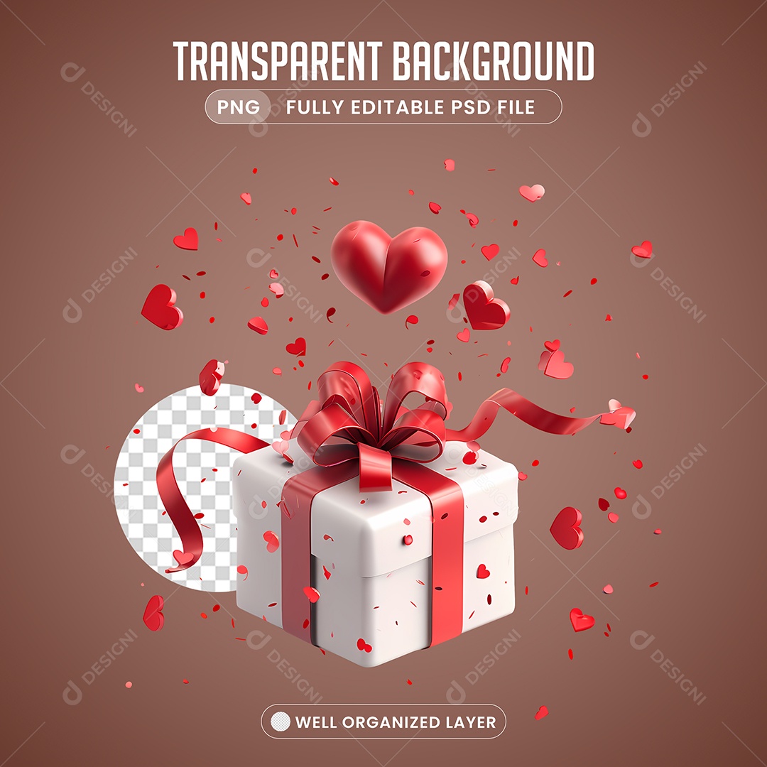 Elemento 3D Caixa De Presente para Composição PSD