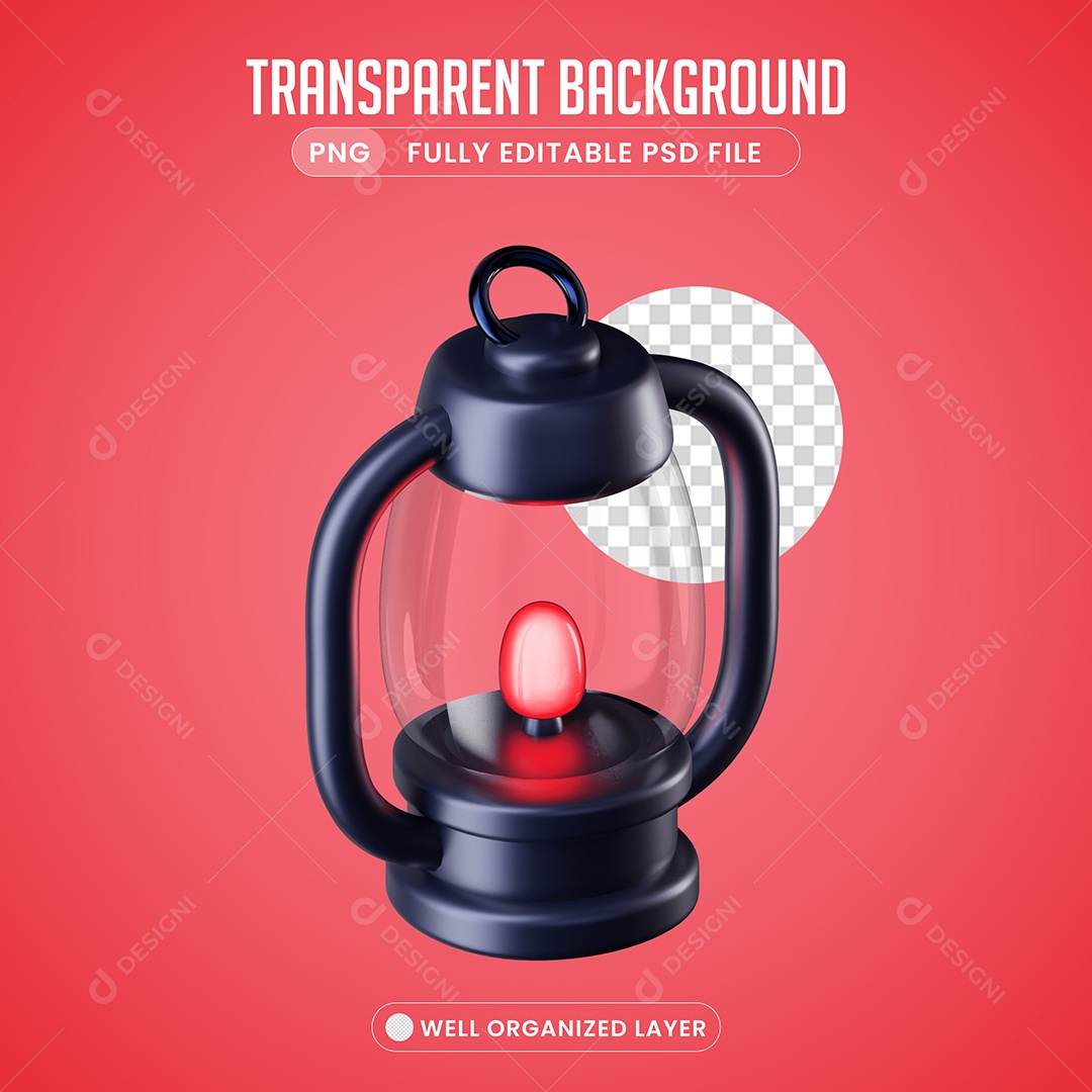 Elemento 3D Lamaparina para Composição PSD