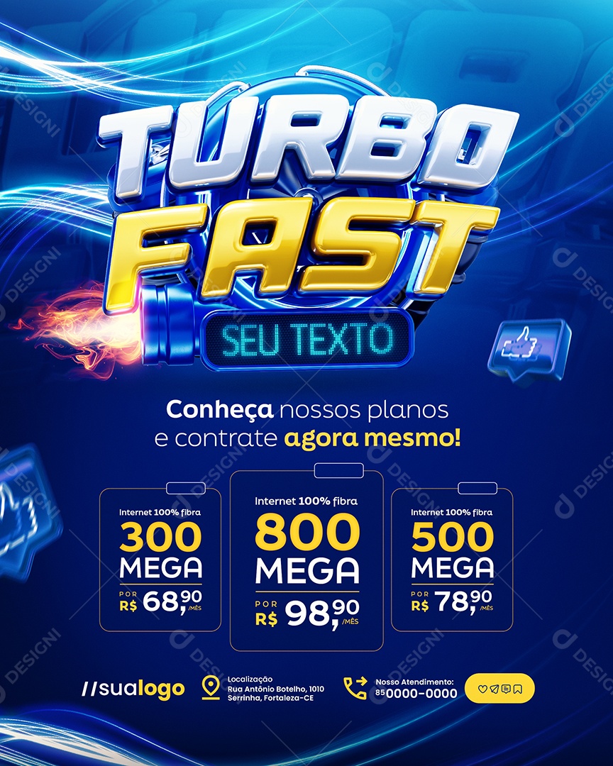 Turbo Fast Internet Conheça Nossos Planos Social Media PSD Editável