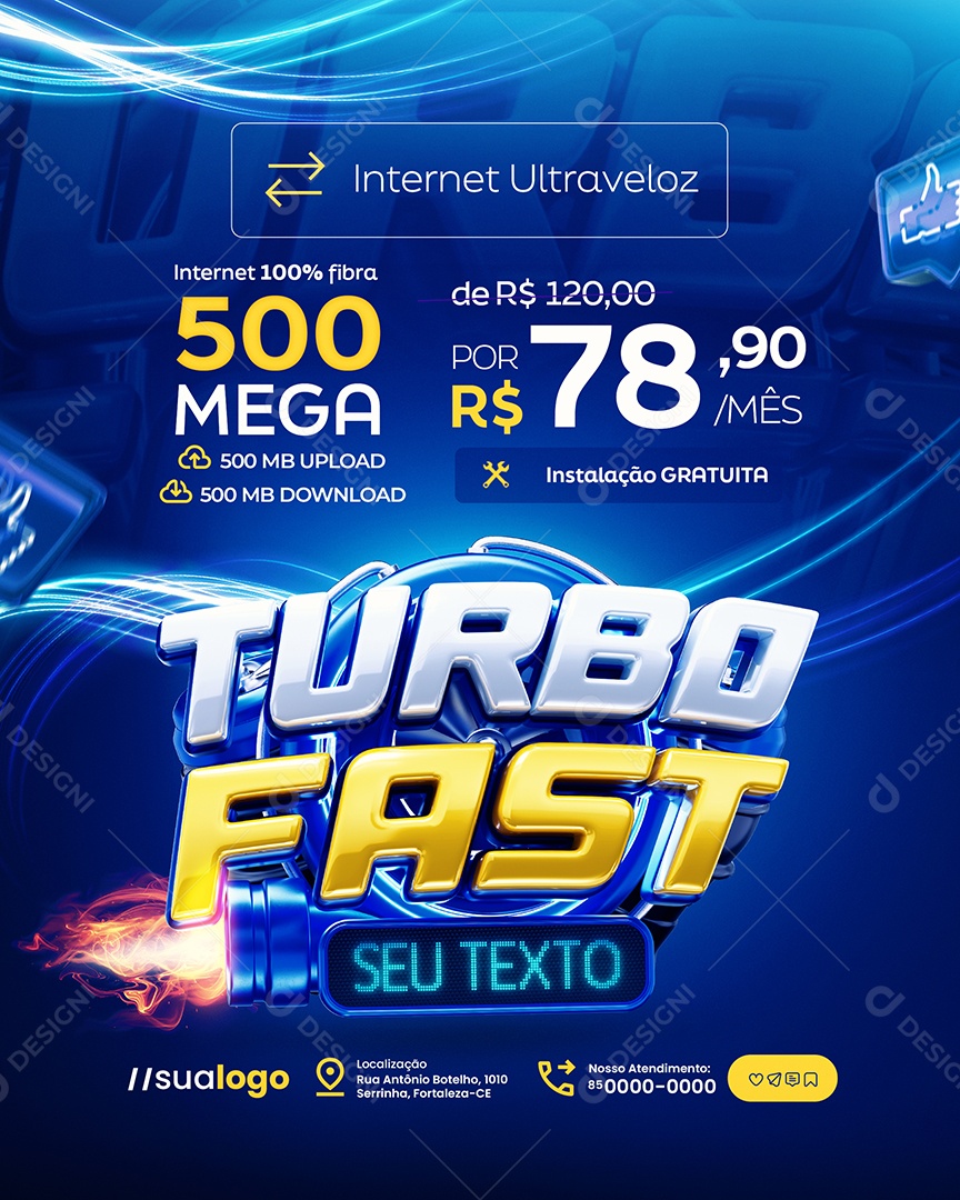 Turbo Fast Internet Ultraveloz Social Media PSD Editável
