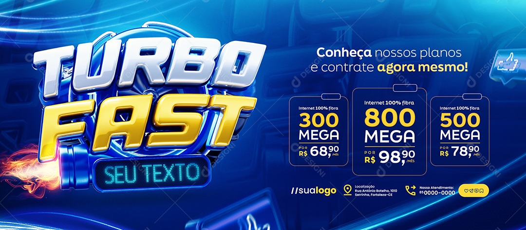 Banner Turbo Fast Internet Conheça Nossos Planos Social Media PSD Editável