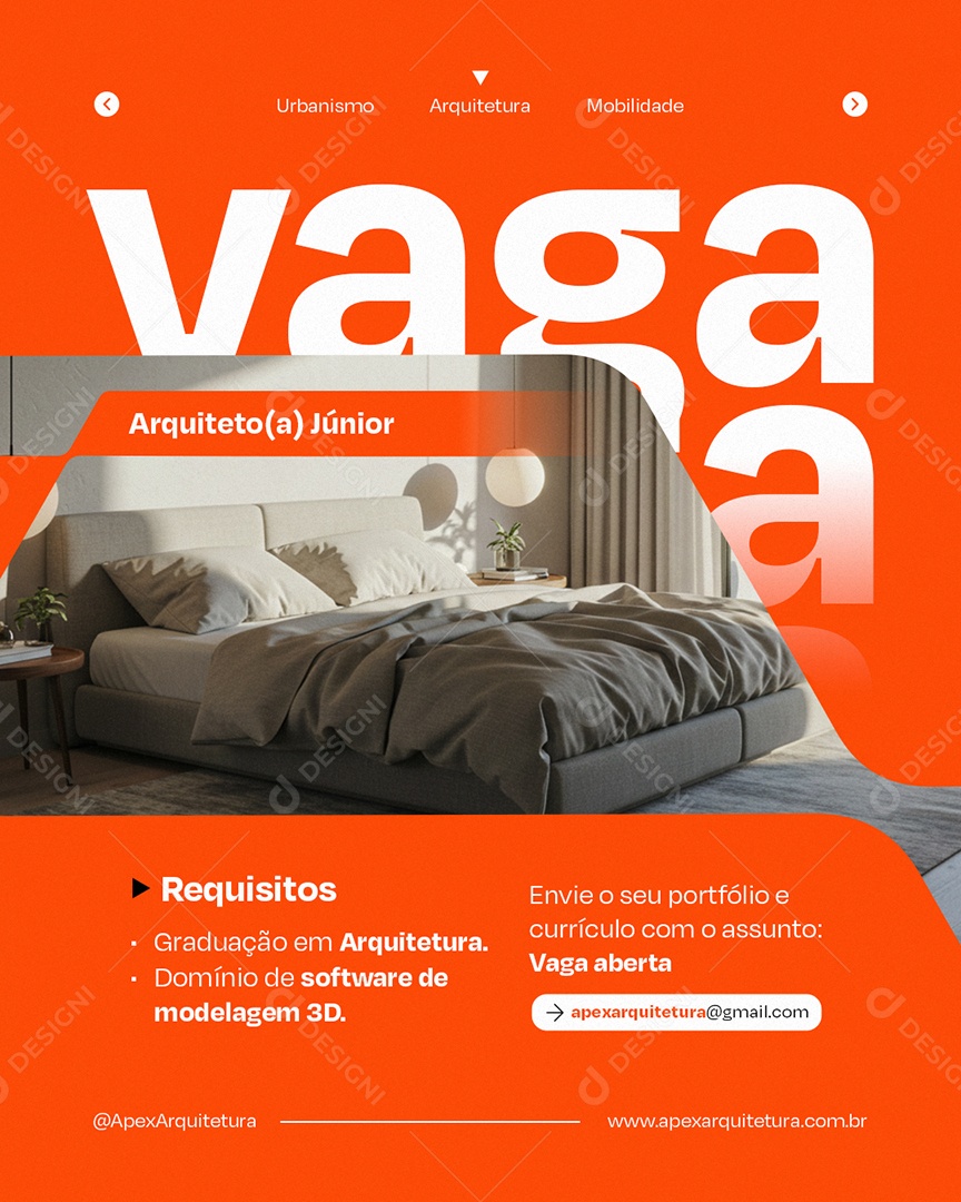 Vaga Arquiteto Júnior Social Media PSD Editável