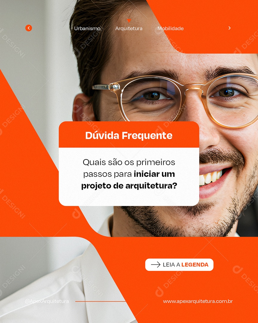 Arquiteto Dúvida Frequente Social Media PSD Editável
