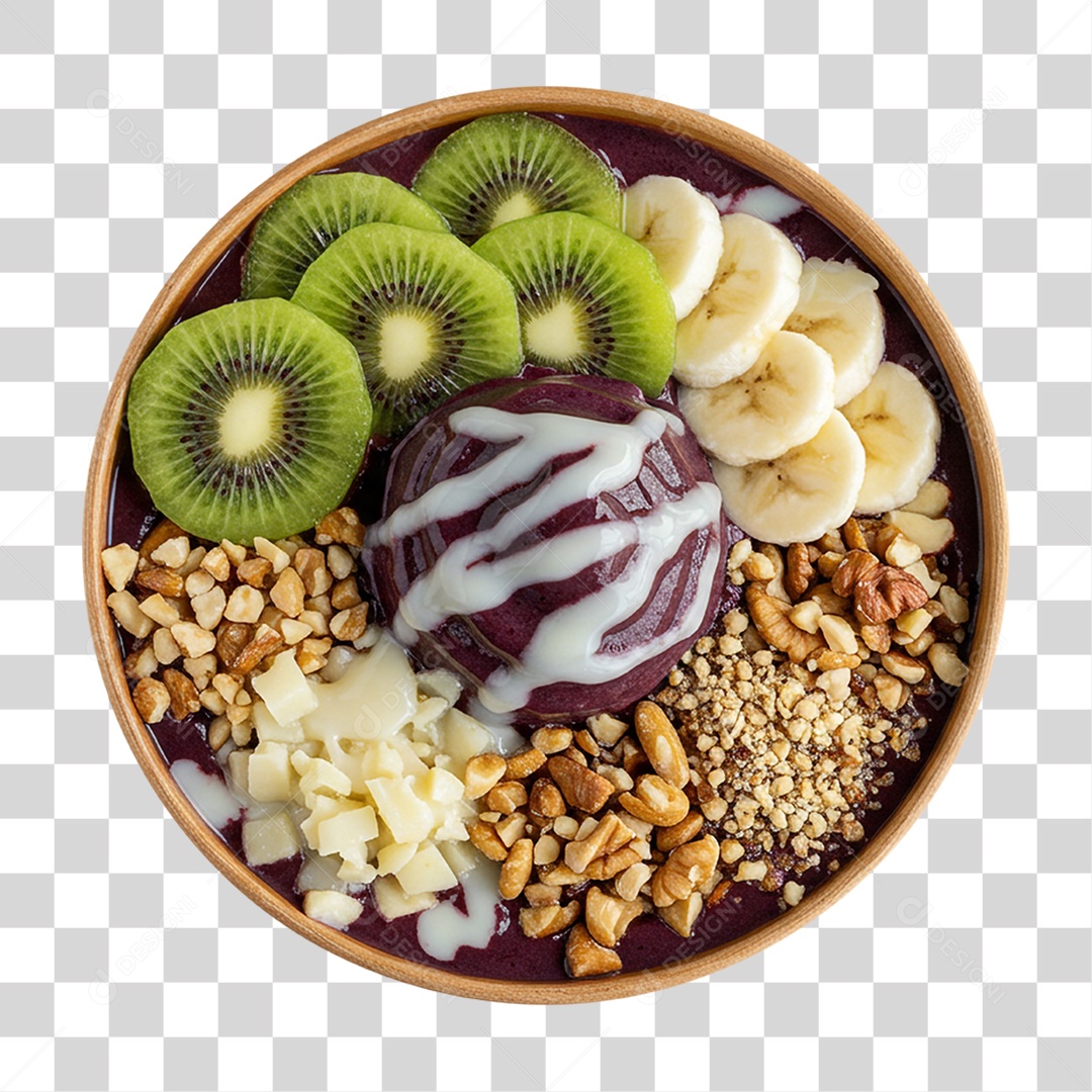 Tigela de Açaí com Frutas PNG Transparente