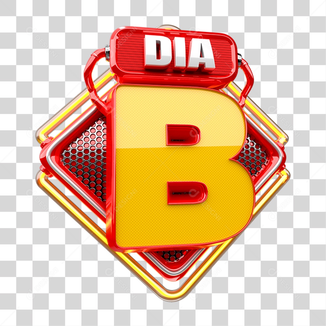 Selo 3D Dia B PNG Transparente