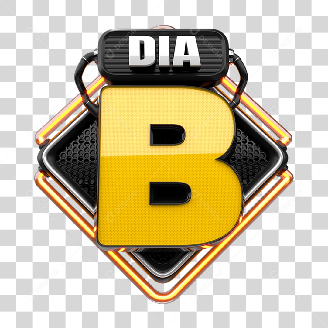 Selo 3D Dia B PNG Transparente