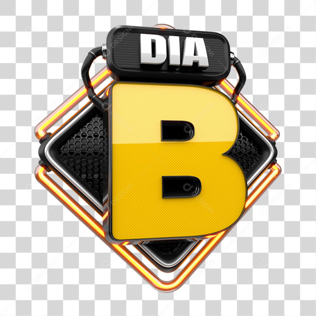 Selo 3D Dia B PNG Transparente