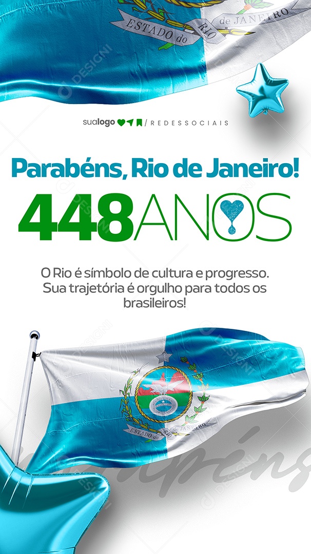 Story Parabéns Rio de Janeiro 448 Anos Social Media PSD Editável