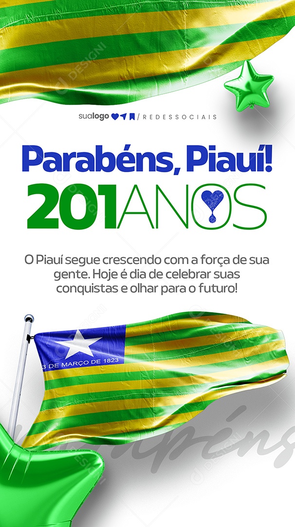 Story Parabéns Piauí 201 Anos Social Media PSD Editável
