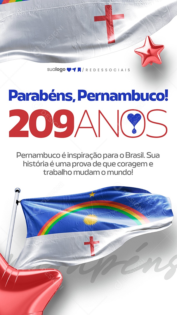 Story Parabéns Pernambuco 209 Anos Social Media PSD Editável