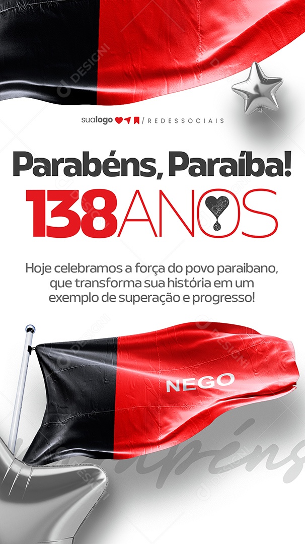 Story Parabéns Paraiba 138 Anos Social Media PSD Editável