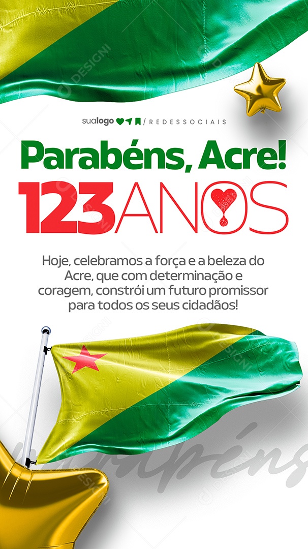 Story Parabéns Acre 123 Anos Social Media PSD Editável