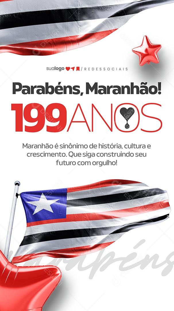 Story Parabéns Maranhão 199 Anos Social Media PSD Editável