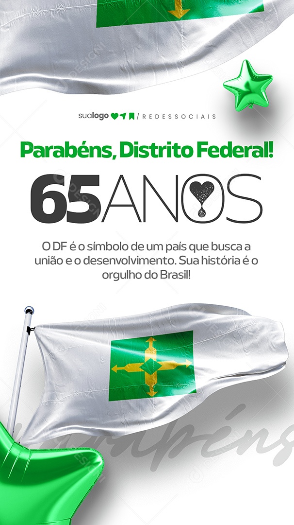 Story Parabéns Destrito Fedral 65 Anos Social Media PSD Editável