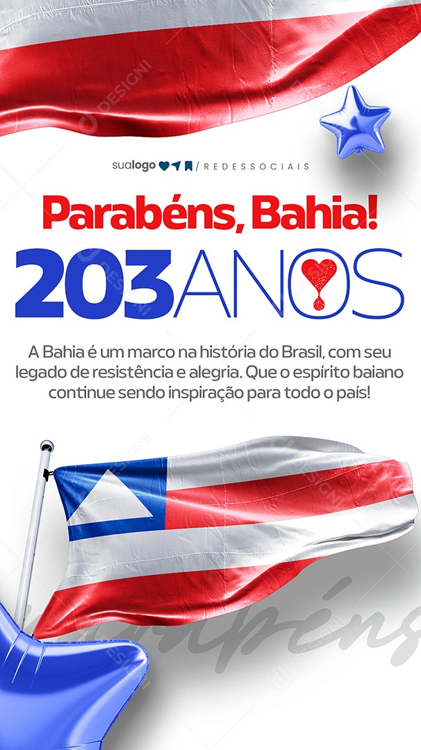 Story Parabéns Bahia 203 Anos Social Media PSD Editável