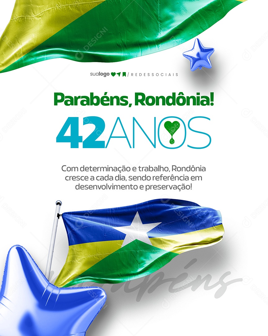 Parabéns Rondônia 42 Anos Social Media PSD Editável