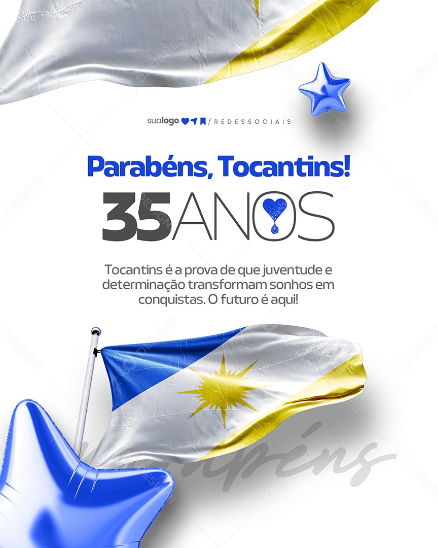 Parabéns Tocantins 35 Anos Social Media PSD Editável
