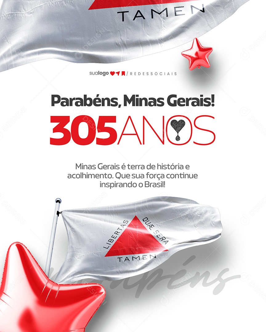 Parabéns Minas Gerais 305 Anos Social Media PSD Editável