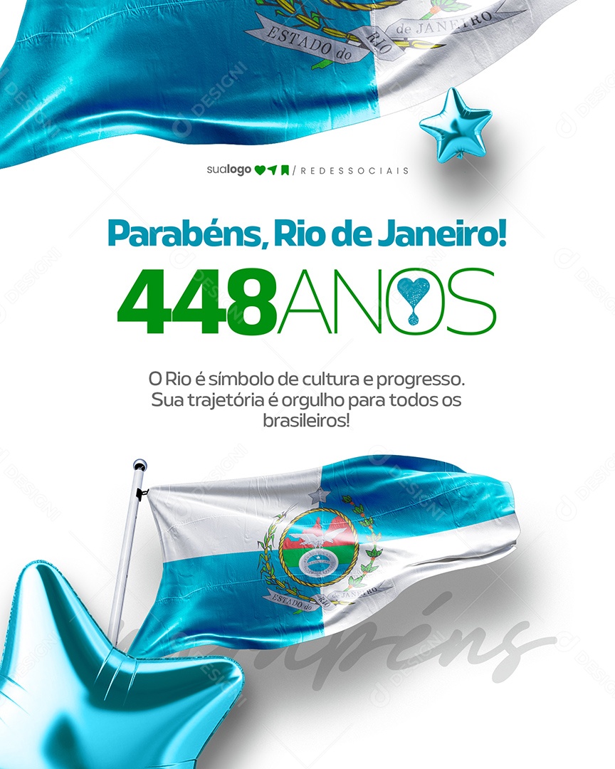 Parabéns Rio de Janeiro 448 Anos Social Media PSD Editável