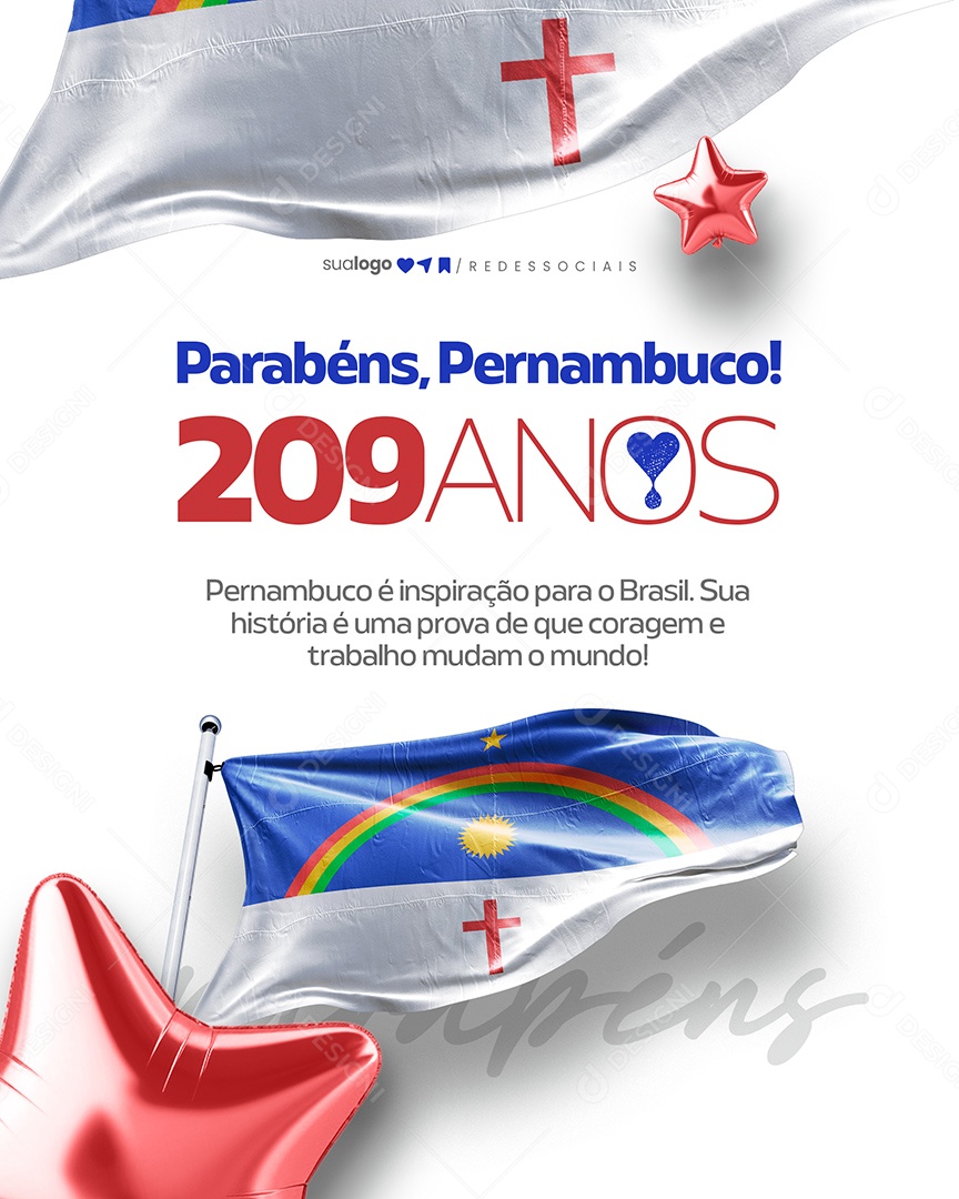 Parabéns Pernambuco 209 Anos Social Media PSD Editável