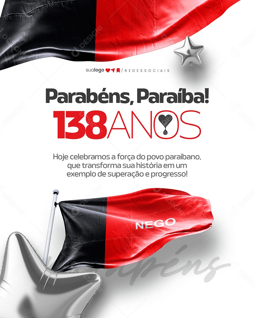 Parabéns Paraíba 138 Anos Social Media PSD Editável