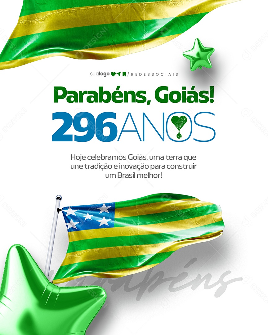 Parabéns Goiás 296 Anos Social Media PSD Editável