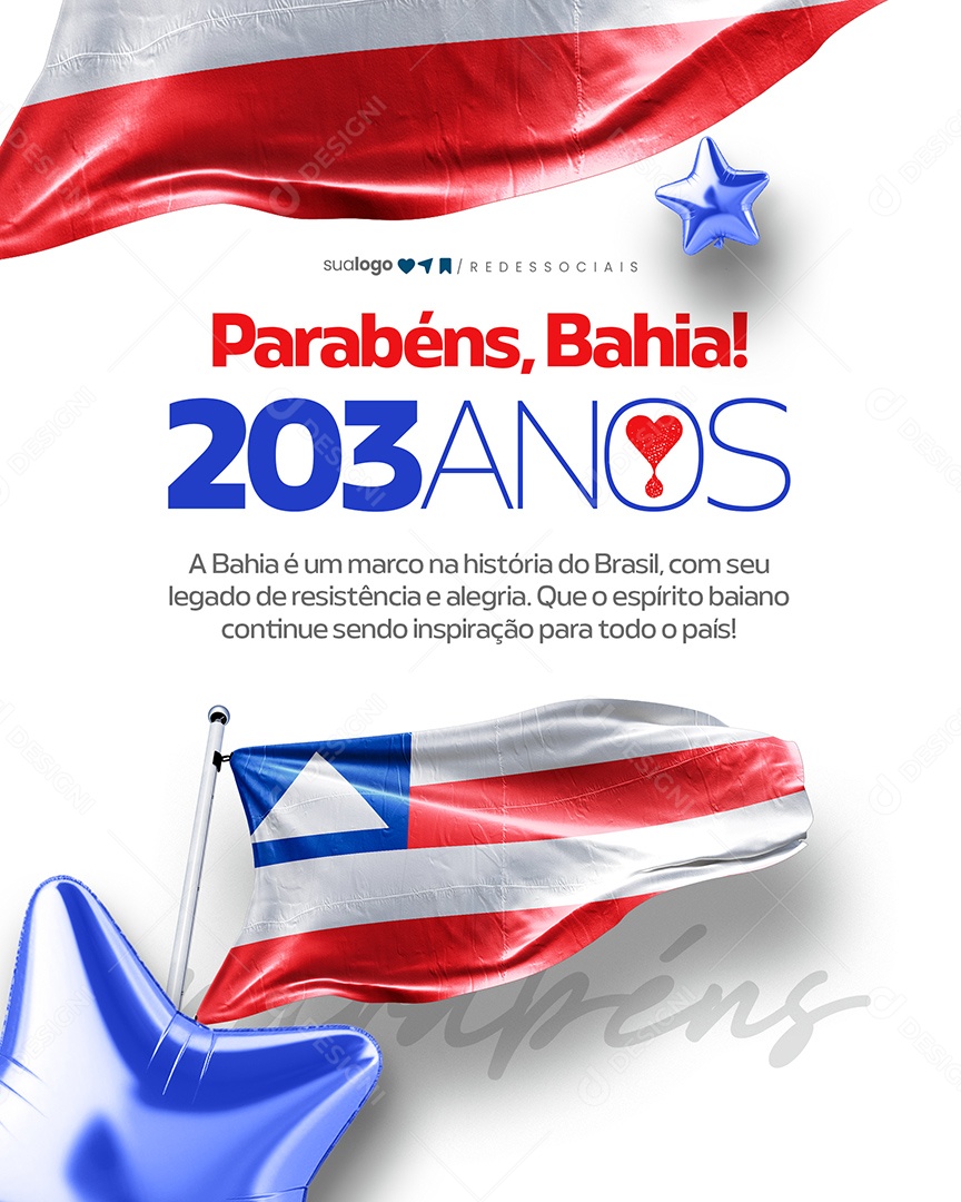Parabéns Bahia 203 Anos Social Media PSD Editável