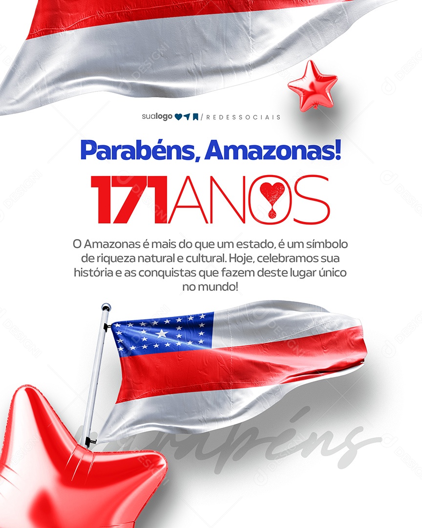 Parabéns Amazonas 171 Anos Social Media PSD Editável
