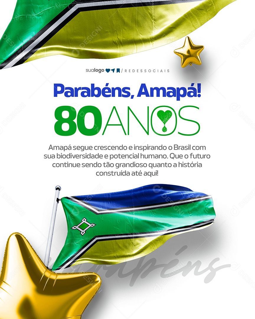 Parabéns Amapá 80 Anos Social Media PSD Editável