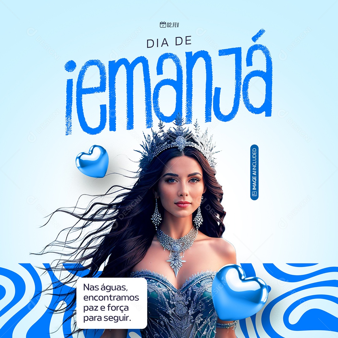 Dia de Iemanjá Nas Águas Encontramos Paz e ForçaPara Seguir Social Media PSD Editável