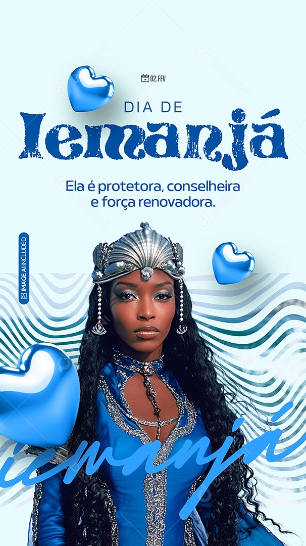 Story Dia de Iemanjá Ela é Protetora Conselheira e Força Renovadora Social Media PSD Editável