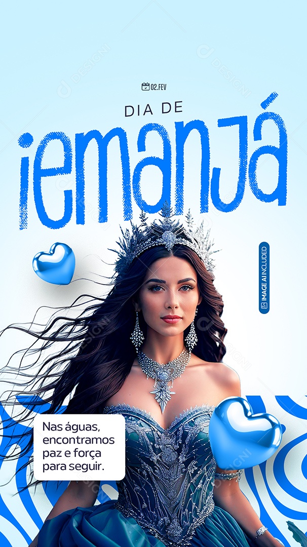 Story Dia de Iemanjá Nas Águas Encontramos Paz e Força Para Seguir Social Media PSD Editável