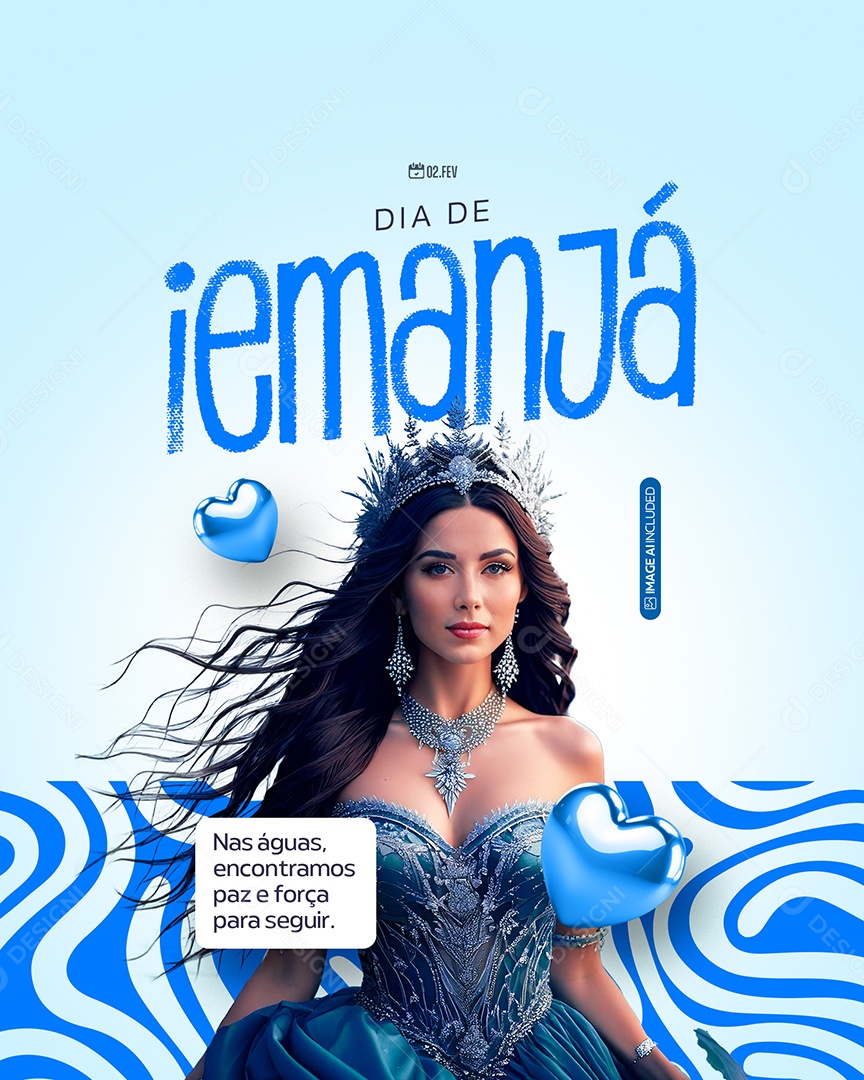 Dia de Iemanjá Nas Aguás Encontramos Paz e Força Para Seguir Social Media PSD Editável