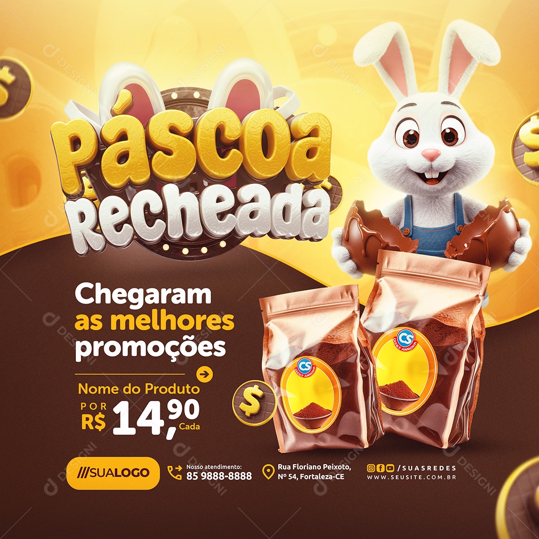 Páscoa Recheada Chegaram as Melhores Promoções Social Media PSD Editável