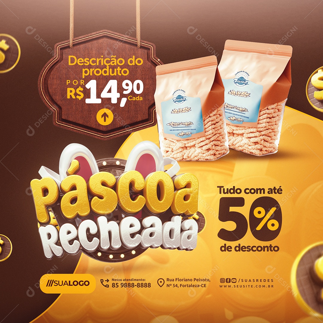 Páscoa Recheada Promoções Social Media PSD Editável
