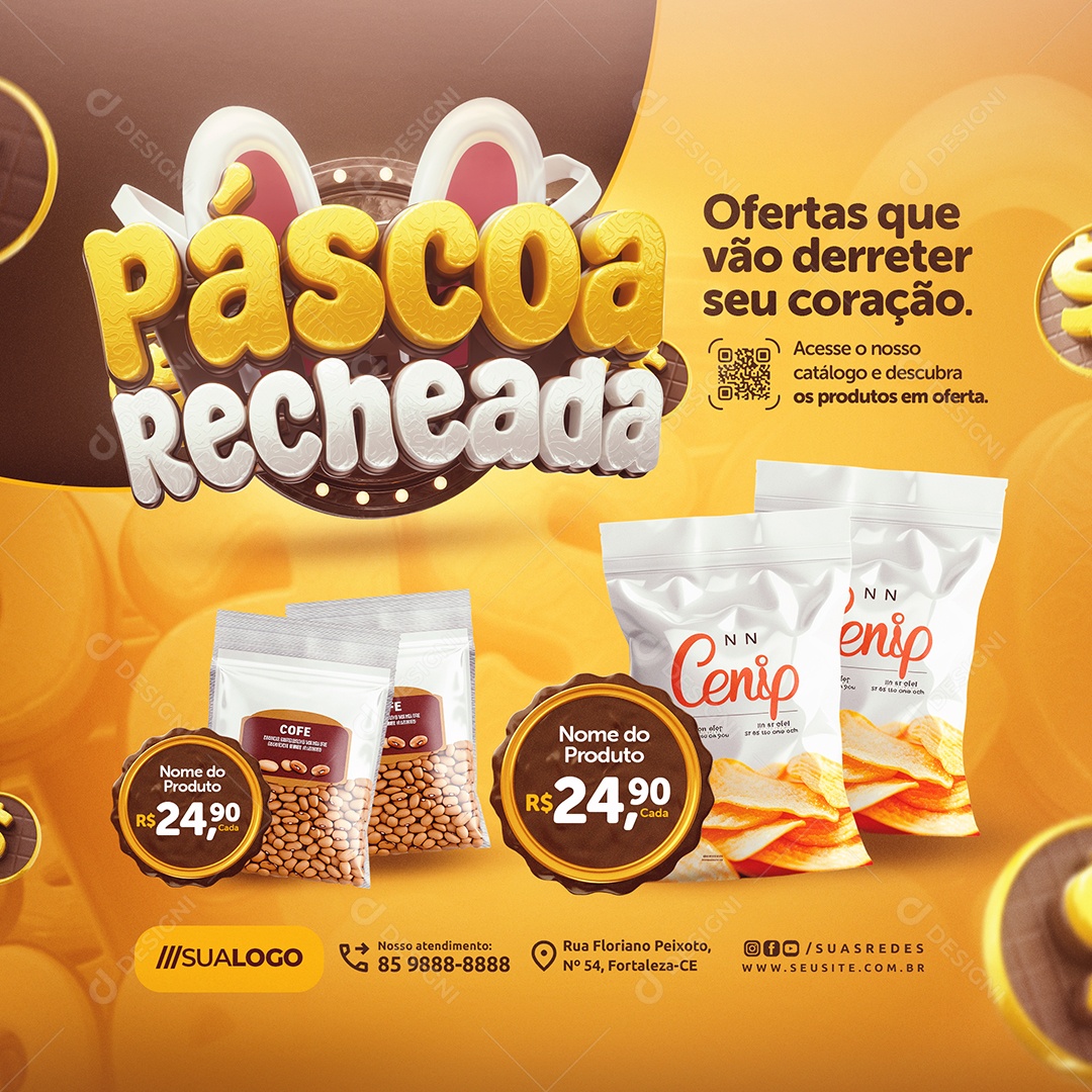 Páscoa Recheada Ofertas que Vão Derreter Social Media PSD Editável