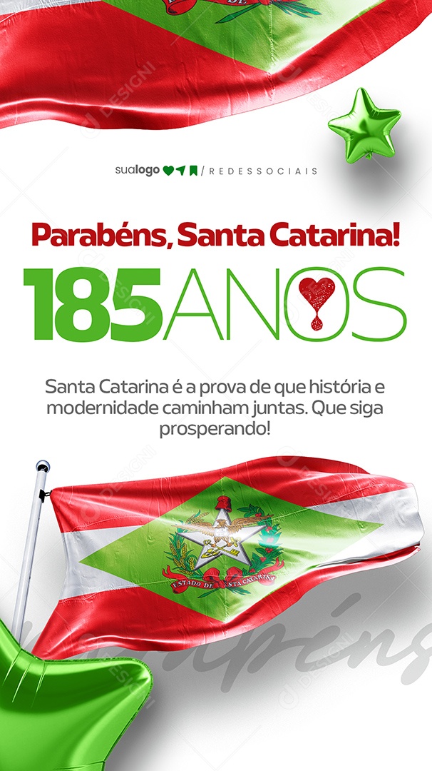 Story Parabéns Santa Catarina 185 Anos Social Media PSD Editável
