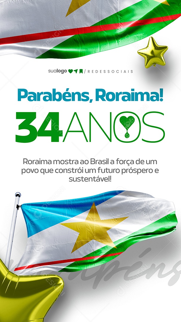 Story Parabéns Roraima 34 Anos Social Media PSD Editável