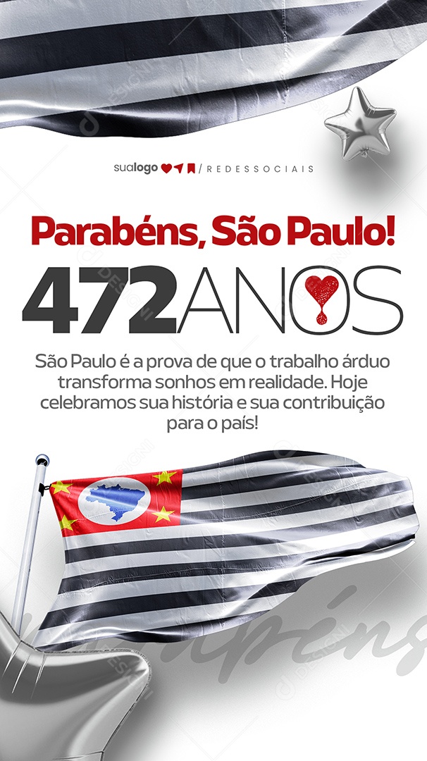 Story Parabéns São Paulo 472 Anos Social Media PSD Editável