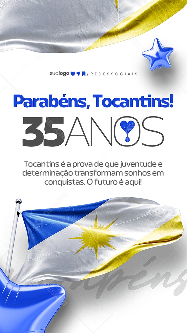 Story Parabéns Tocantis 35 Anos Social Media PSD Editável