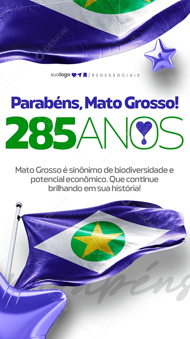Story Parabéns Mato Grosso 285 Anos Social Media PSD Editável