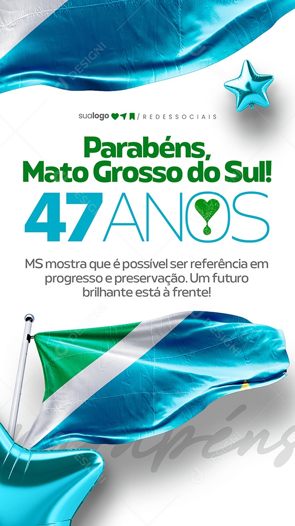Story Parabéns Mato Grosso do Sul 47 Anos Social Media PSD Editável