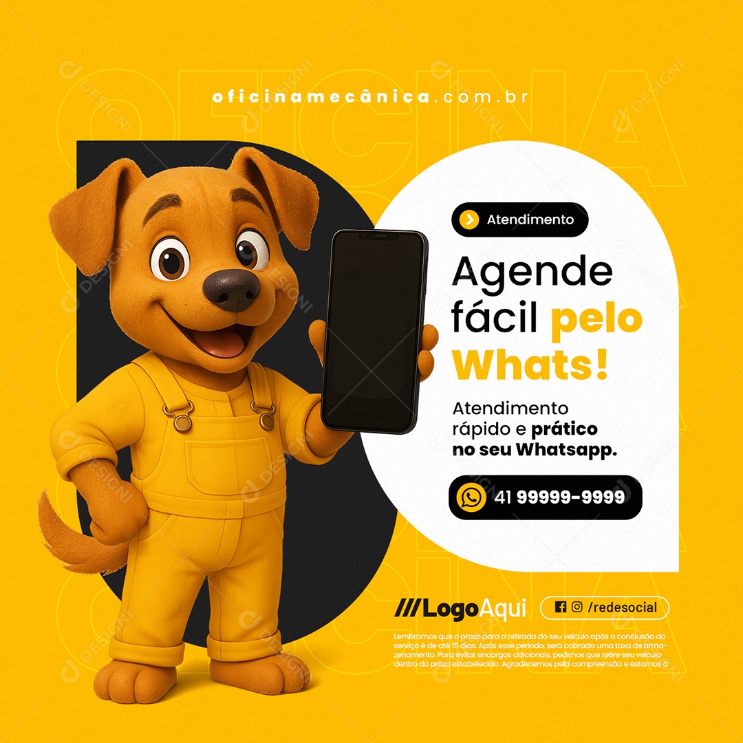 Oficina Mecânica Agende Fácil Social Media PSD Editável