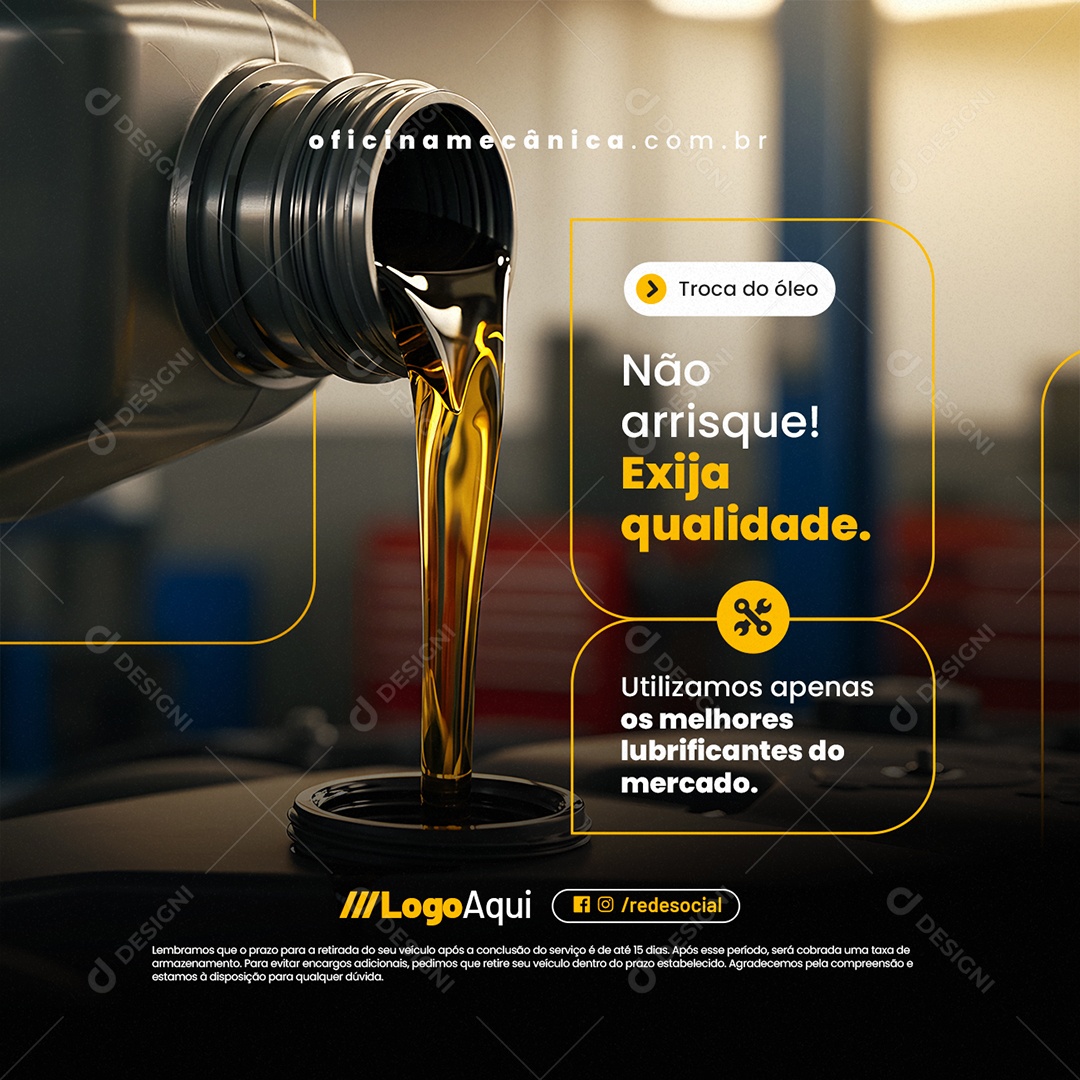 Oficina Mecânica Não Arrisque Exija Qualidade Social Media PSD Editável