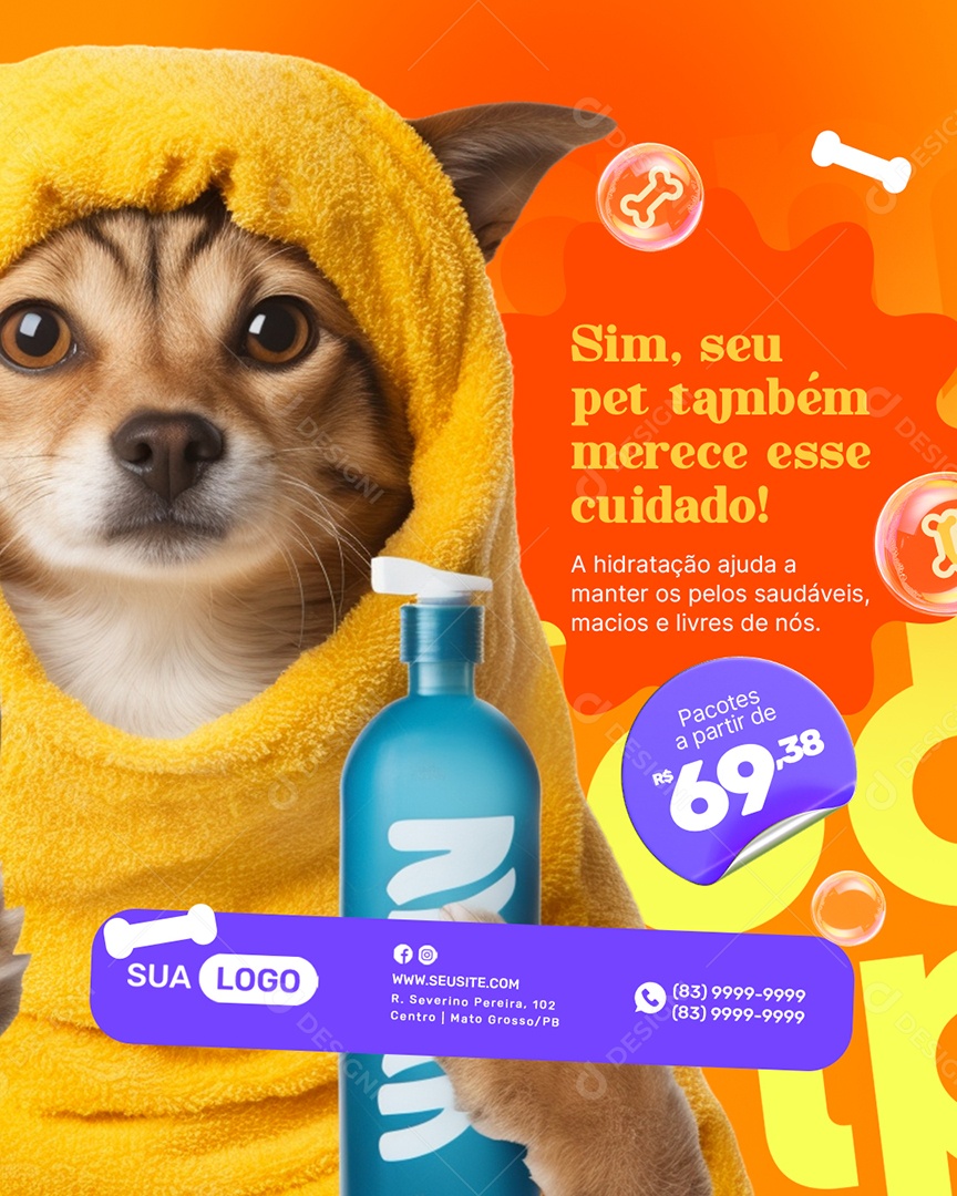 Pet Shop Seu Pet Também Merece esse Cuidados Social Media PSD Editável