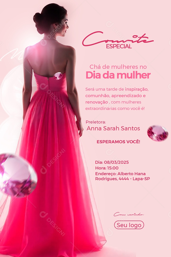 Dia Internacional Das Mulheres Convite Especial Social Media PSD Editável