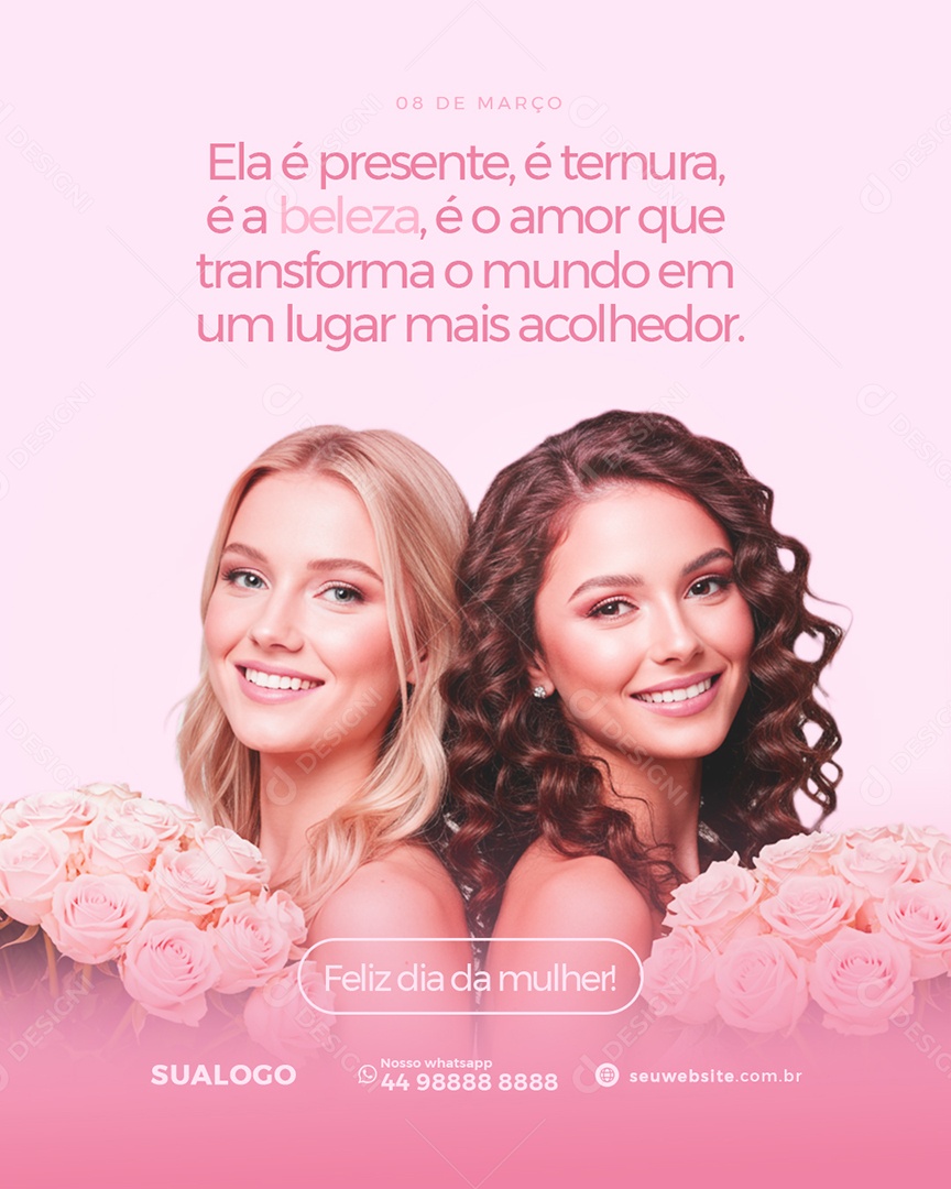 Feliz Dia Da Mulherer 08 de Março Social Media PSD Editável