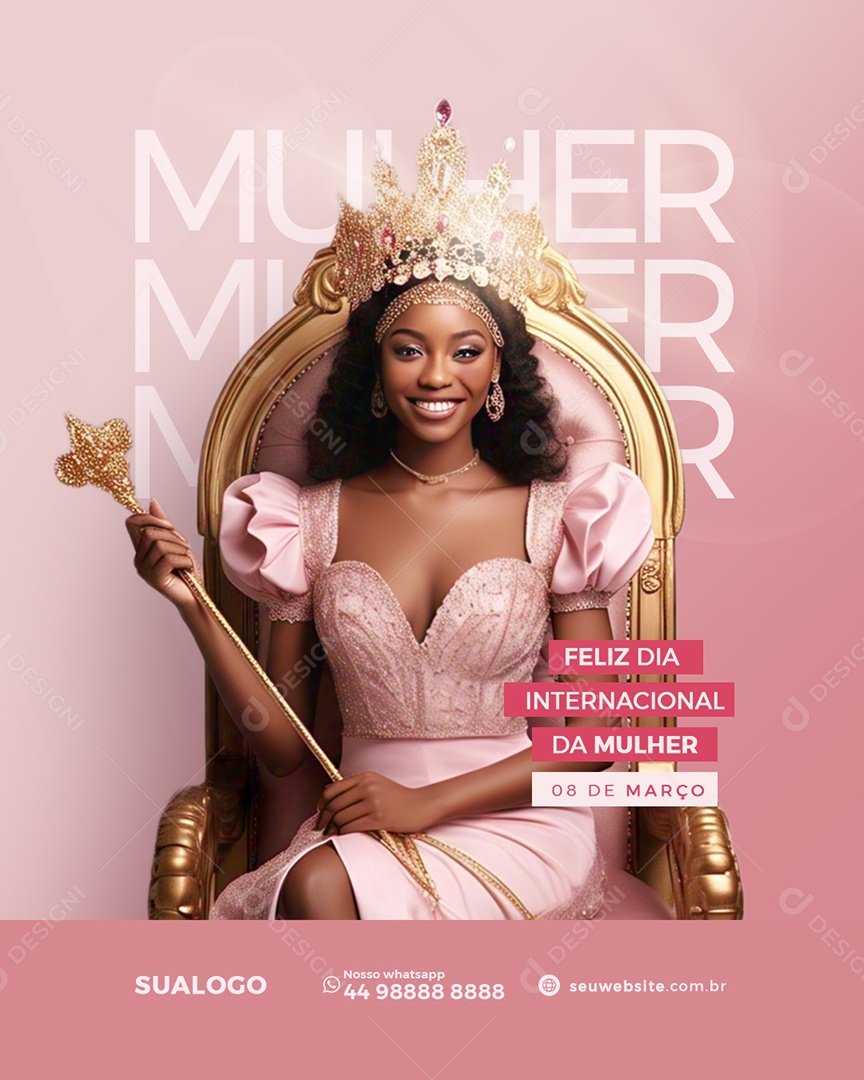 Feliz Dia Internacional Das Mulheres 08 de Março Social Media PSD Editável