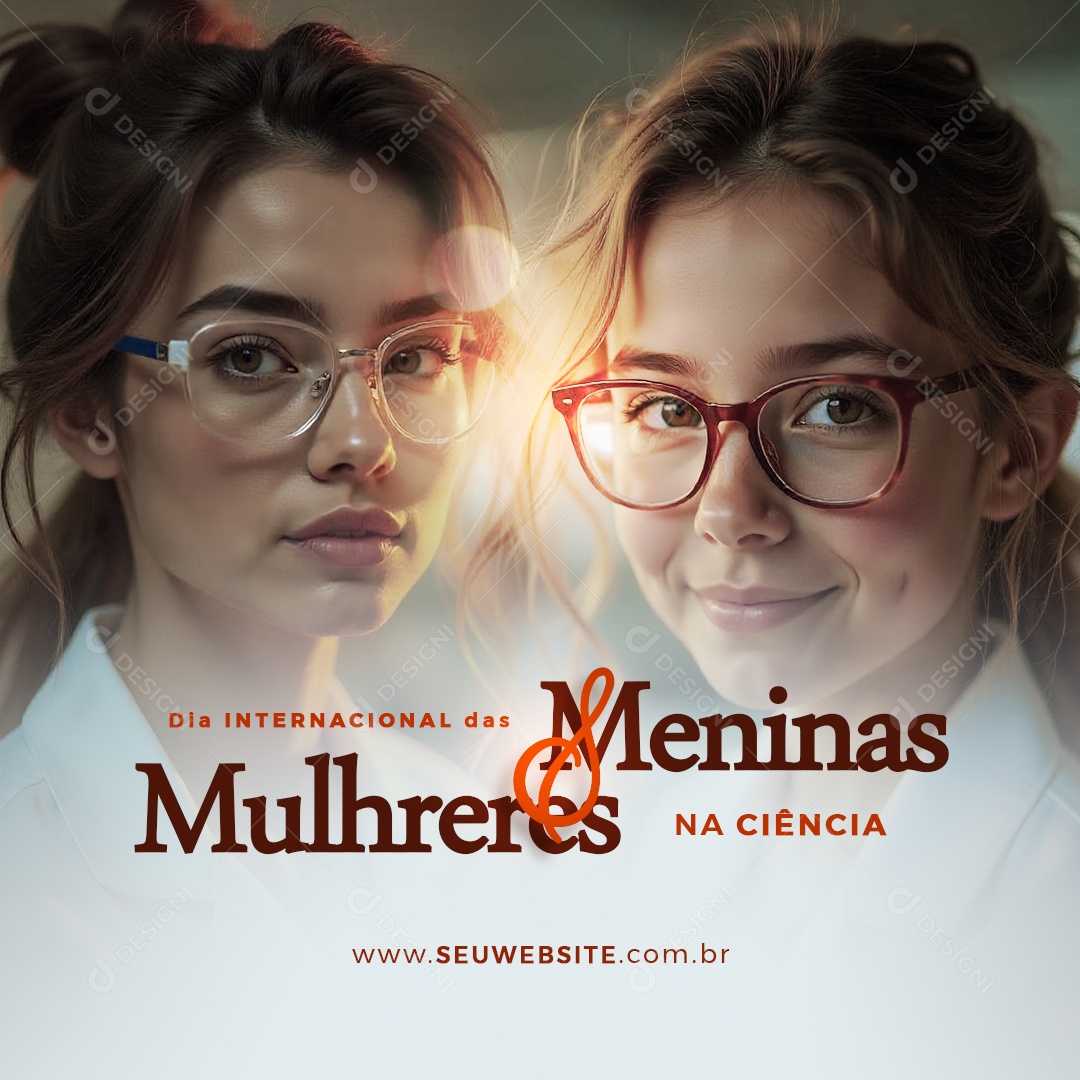 Dia Internacional das Mulheres e Meninas na Ciência 11 de Fevereiro Social Media PSD Editável